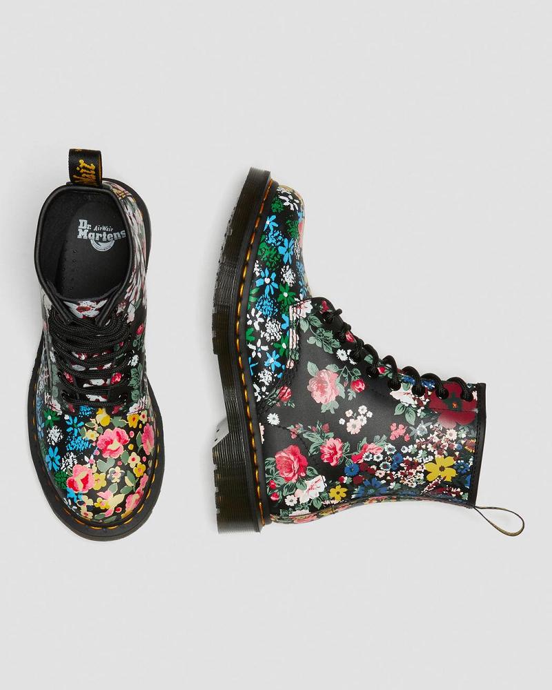 Dr Martens 1460 Pascal Floral Mash Up Leren Veterlaarzen Dames Wit | NL 58UZG